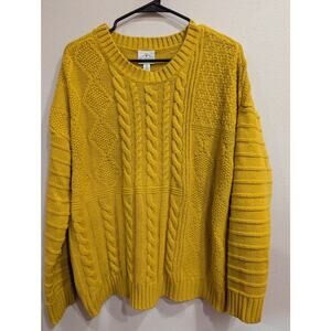 Women's mustard knit crew kneck fisherman's sweater by St Johns Bay size XL